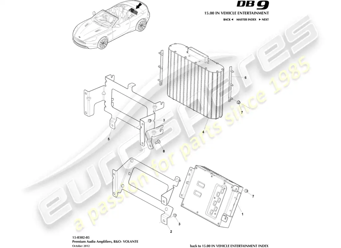 aston martin db9 (2017) amplifiers, b&o, volante parts diagram