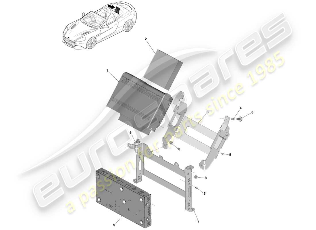 aston martin vanquish (2013) cd multi changer, volante part diagram