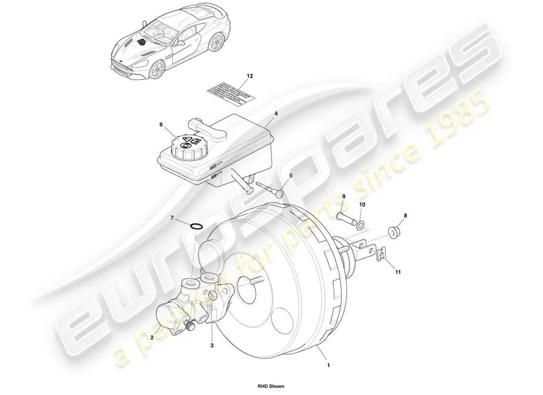 aston martin vanquish (2013) master cylinder & reservoir parts diagram