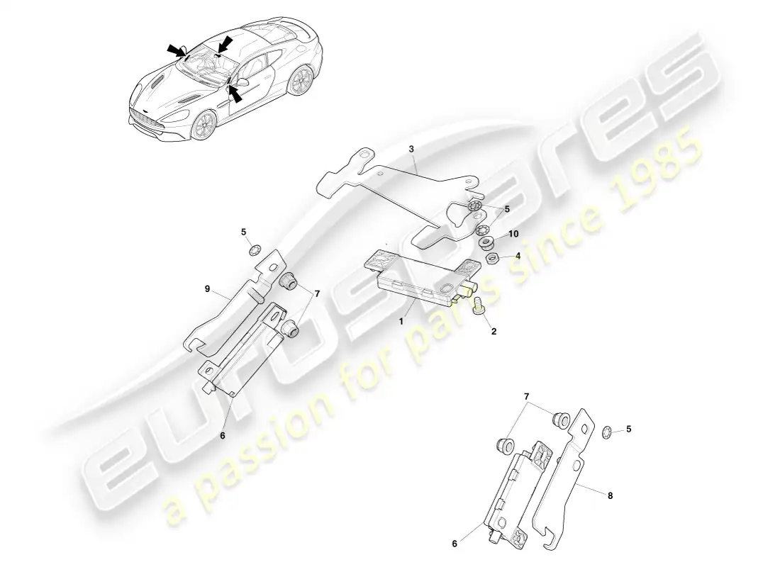 aston martin vanquish (2013) radio antenna parts diagram