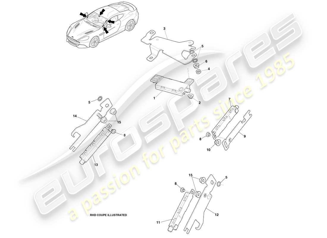 aston martin vanquish (2013) radio antenna, 14.5my part diagram