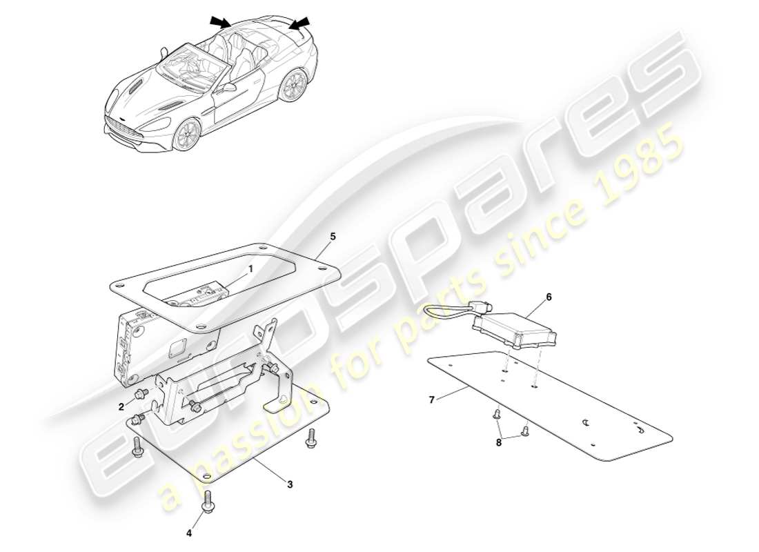 aston martin vanquish (2013) sdars tuner, volante part diagram