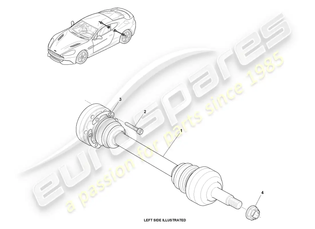 aston martin vanquish (2014) rear halfshaft assembly parts diagram