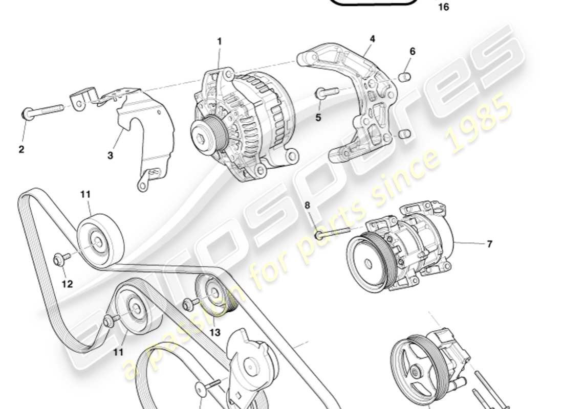 aston martin db9 (2004) accessory drive part diagram