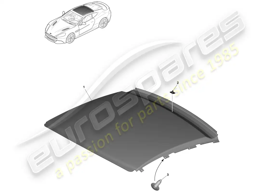 aston martin vanquish (2014) headliner assembly parts diagram