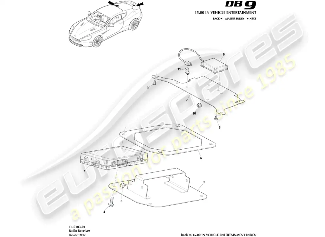 aston martin db9 (2016) radio reciever parts diagram