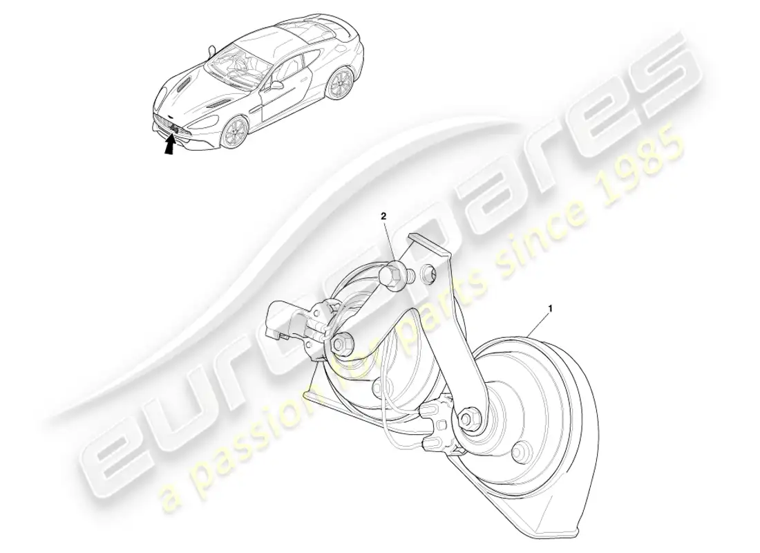 aston martin vanquish (2014) traffic horn parts diagram