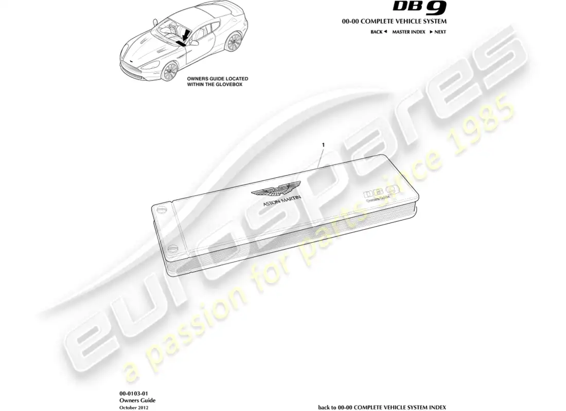 aston martin db9 (2017) owners guide parts diagram