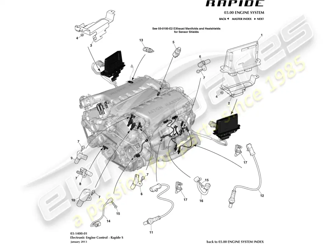 aston martin rapide (2017) electronic engine control parts diagram