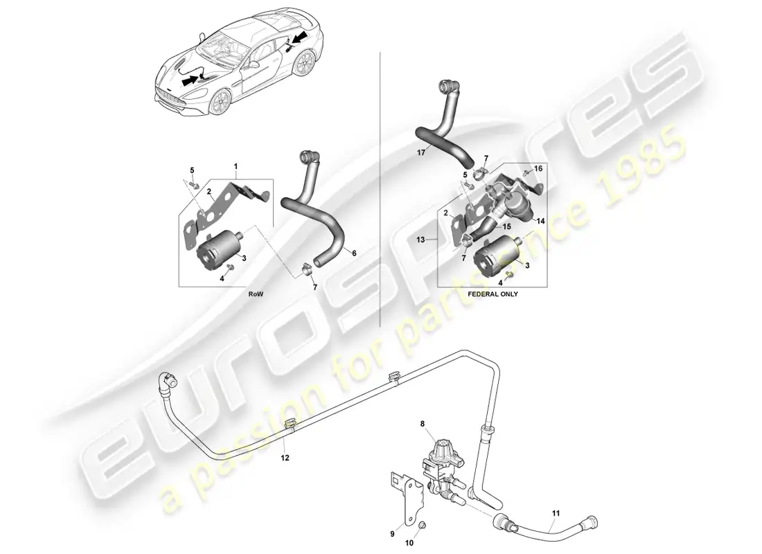 aston martin vanquish (2014) evaporative emissions parts diagram