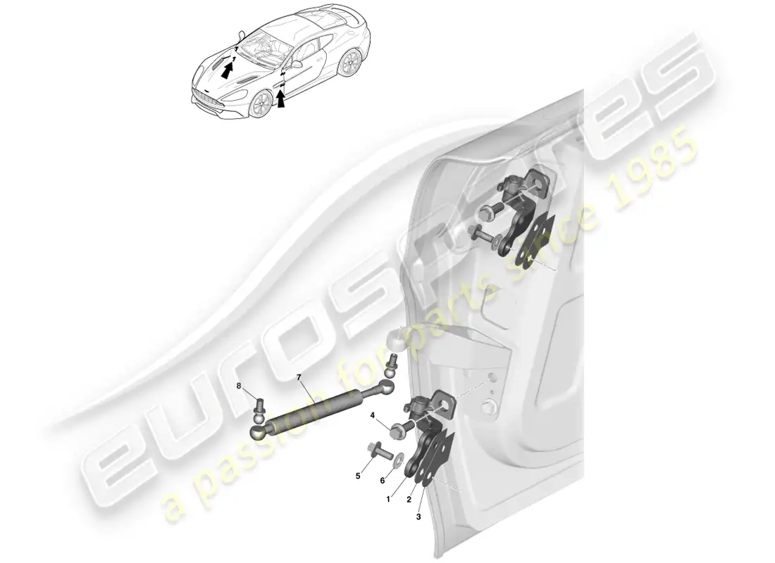 aston martin vanquish (2013) door hinge assembly parts diagram