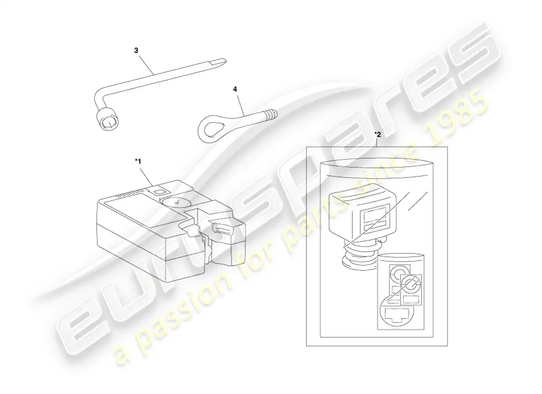aston martin cygnet (2012) emergency equipment parts diagram