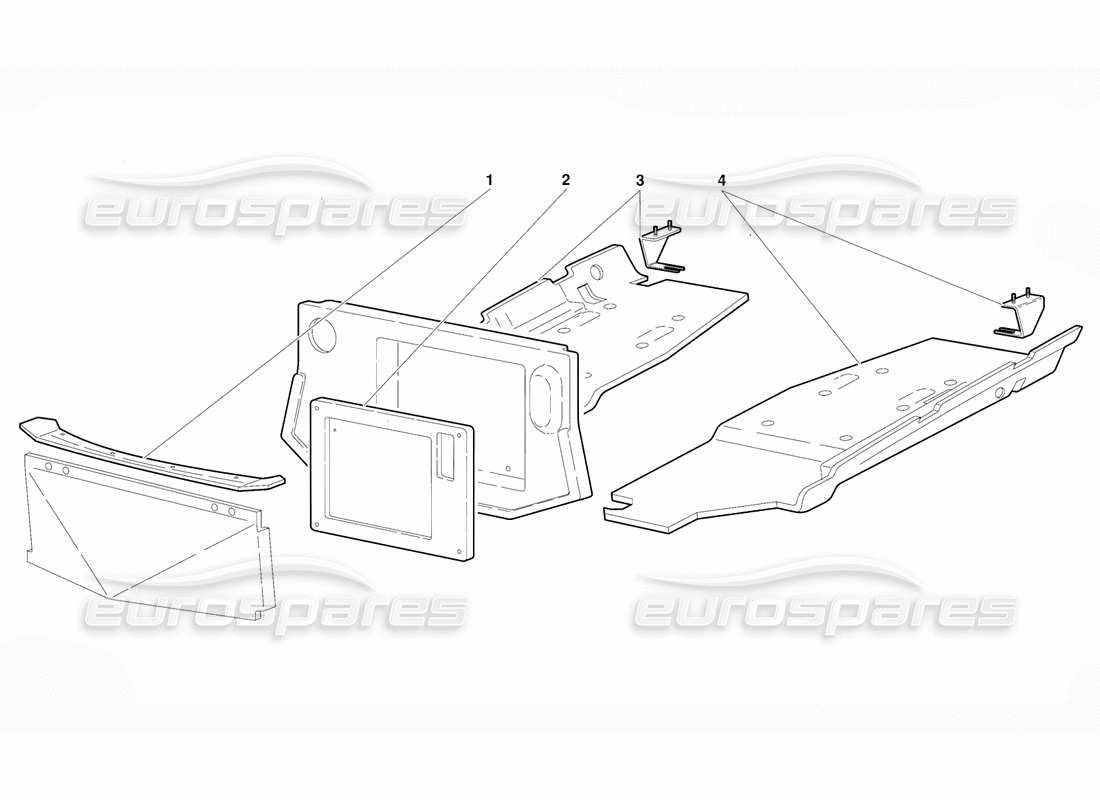 lamborghini diablo (1991) frame floor panels (valid for usa version - september 1991) parts diagram