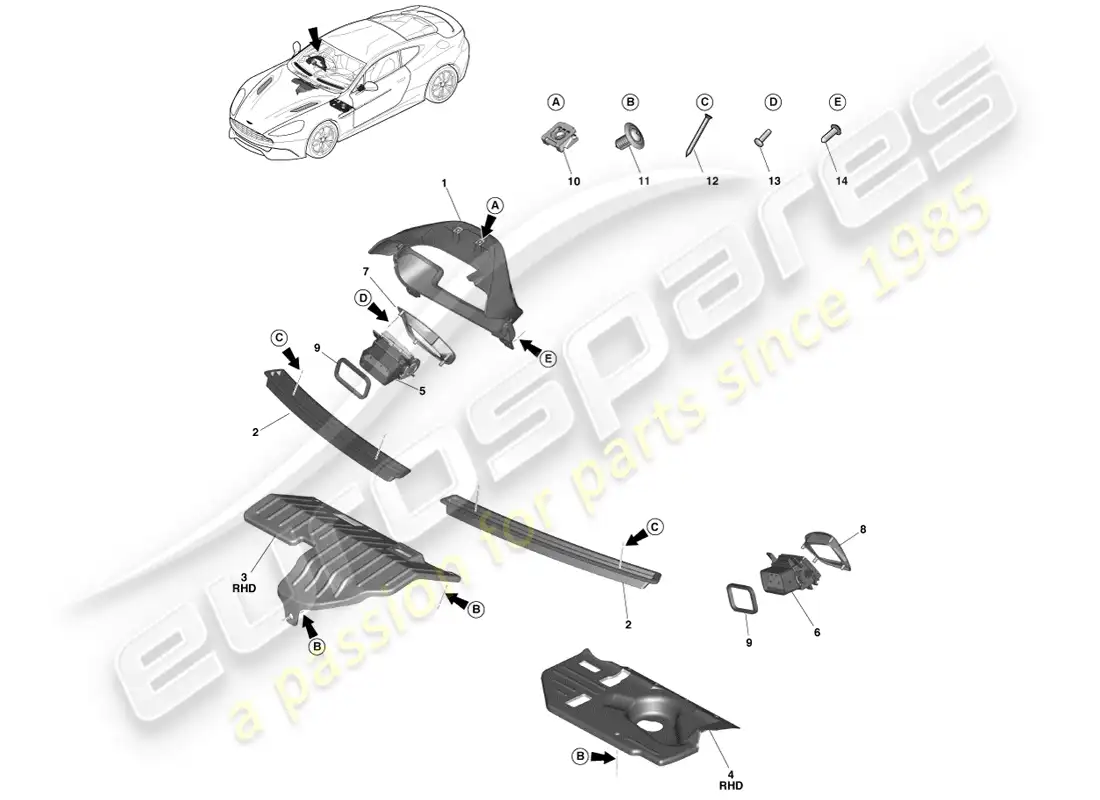 aston martin vanquish (2014) applied parts parts diagram