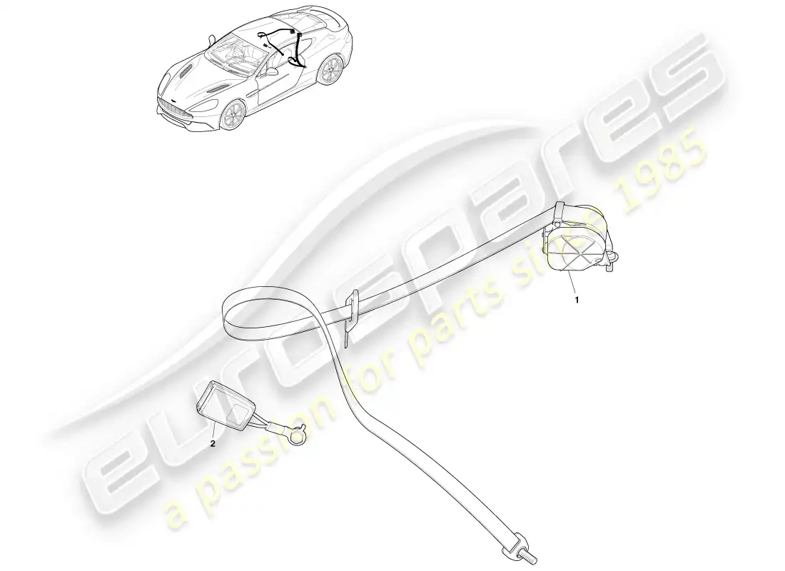 aston martin vanquish (2013) rear seat belts parts diagram