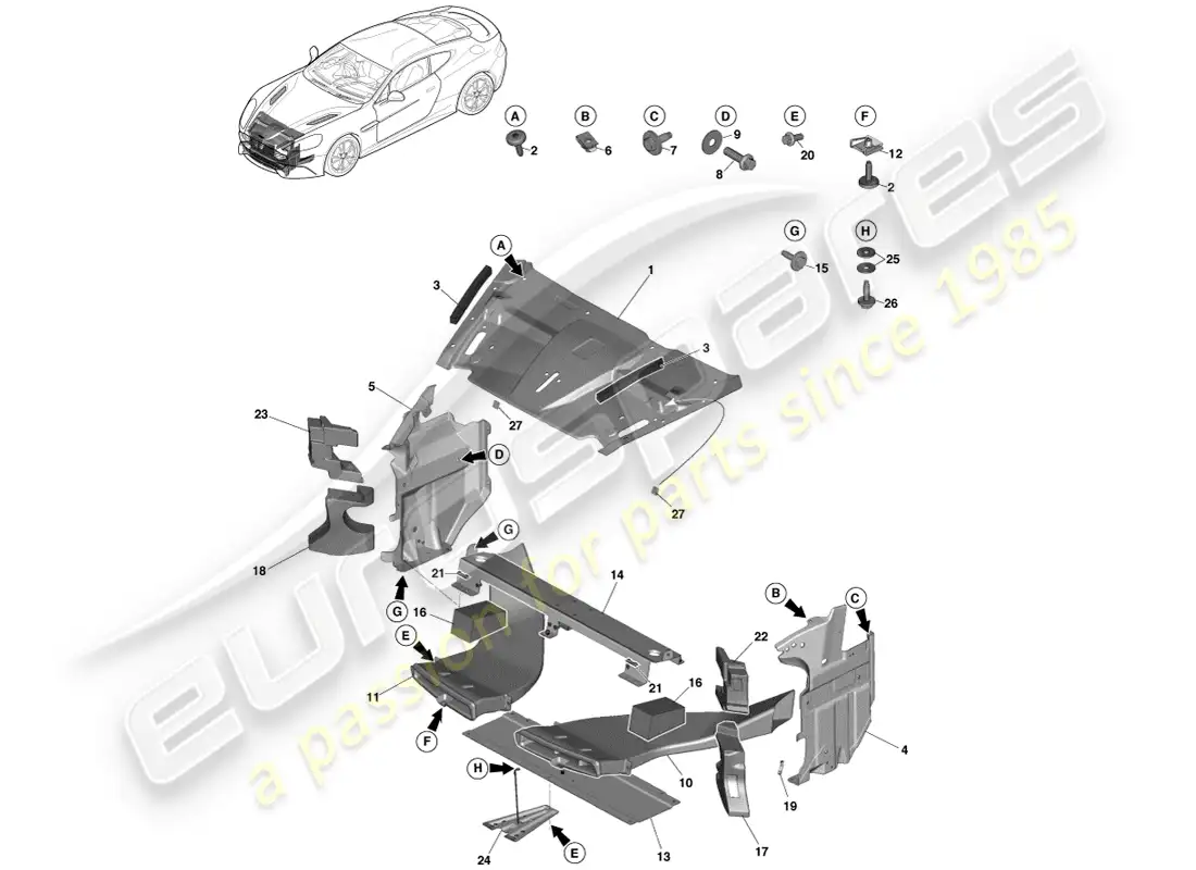 aston martin vanquish (2013) grille opening panel parts diagram
