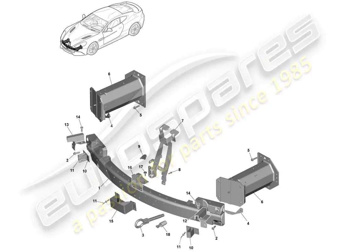aston martin vanquish (2013) front bumper structure, federal parts diagram