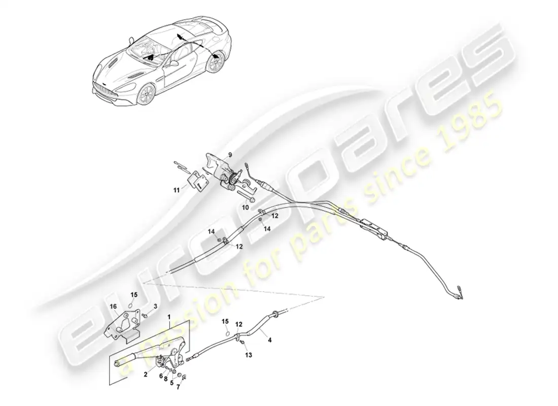 aston martin vanquish (2013) parking brake, rhd parts diagram