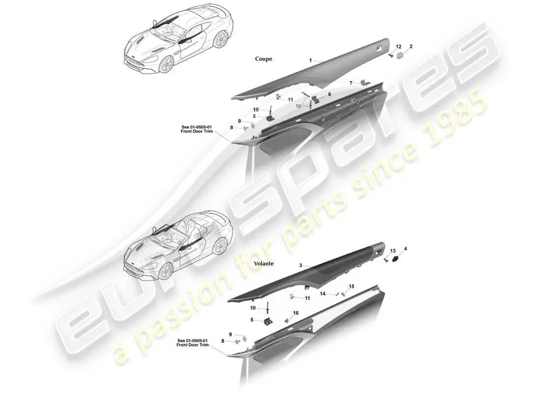 aston martin vanquish (2014) door top roll parts diagram
