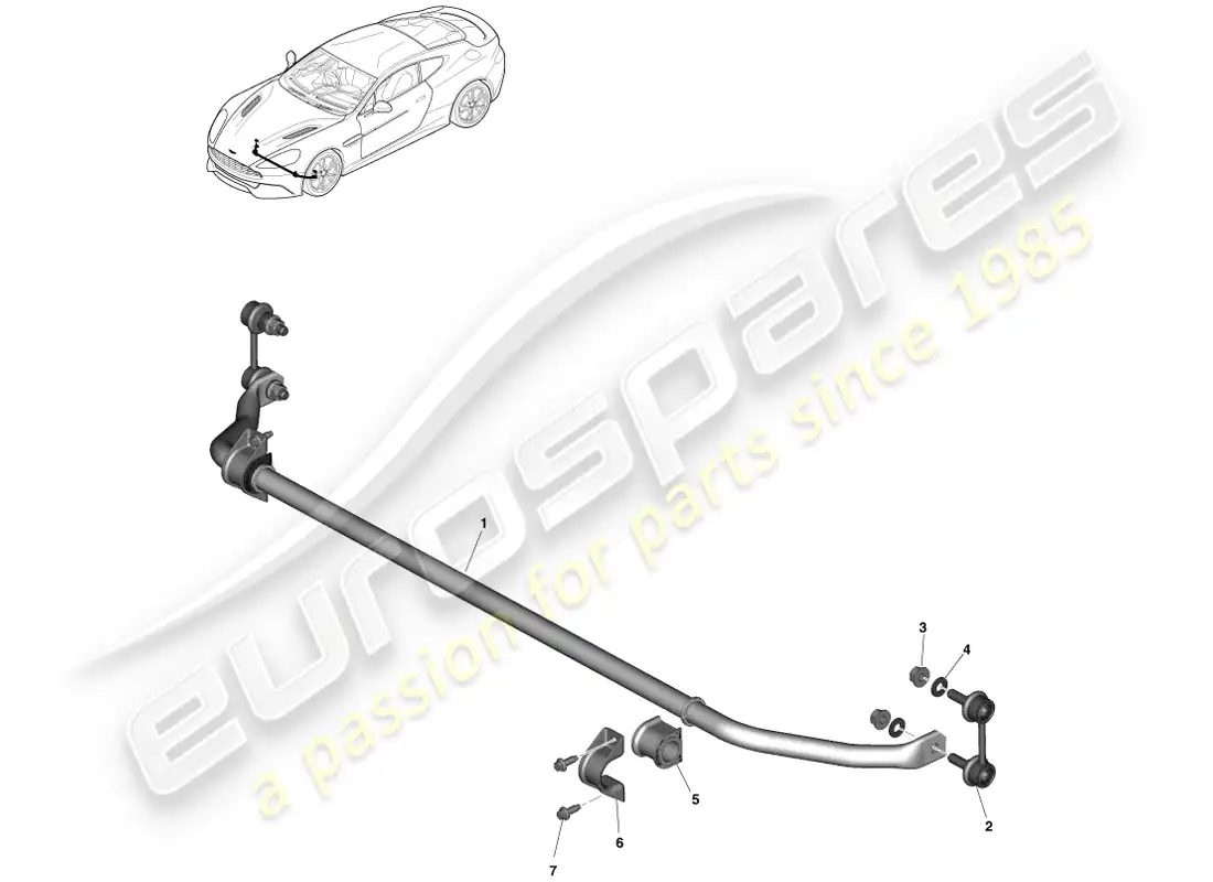 aston martin vanquish (2013) front stabiliser bar parts diagram