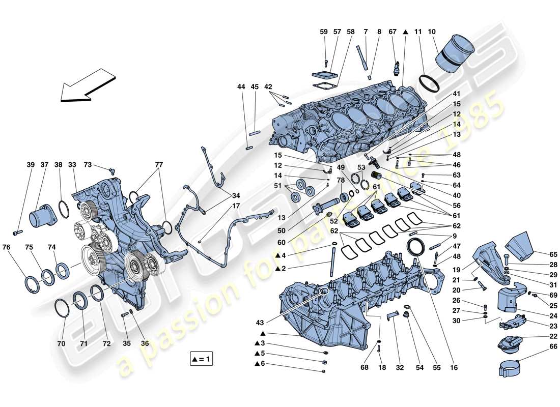 ferrari gtc4 lusso (rhd) crankcase part diagram