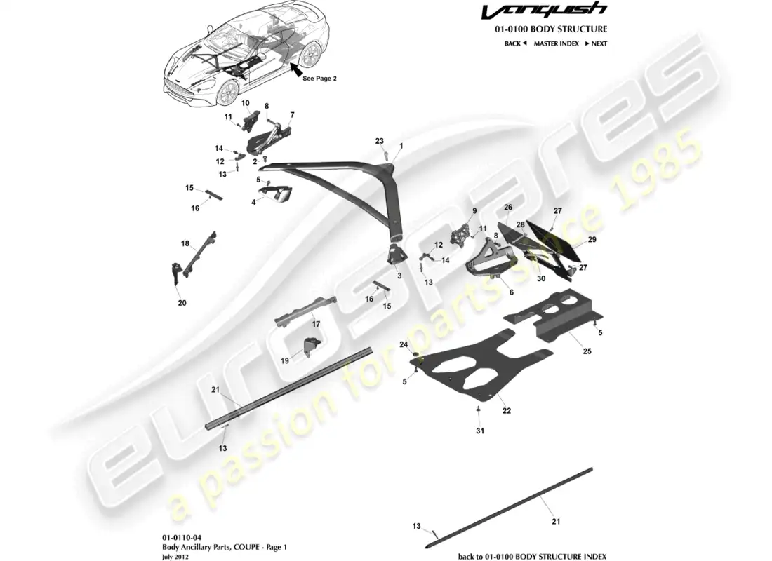 aston martin vanquish (2017) ancillary parts, coupe, page 1 parts diagram