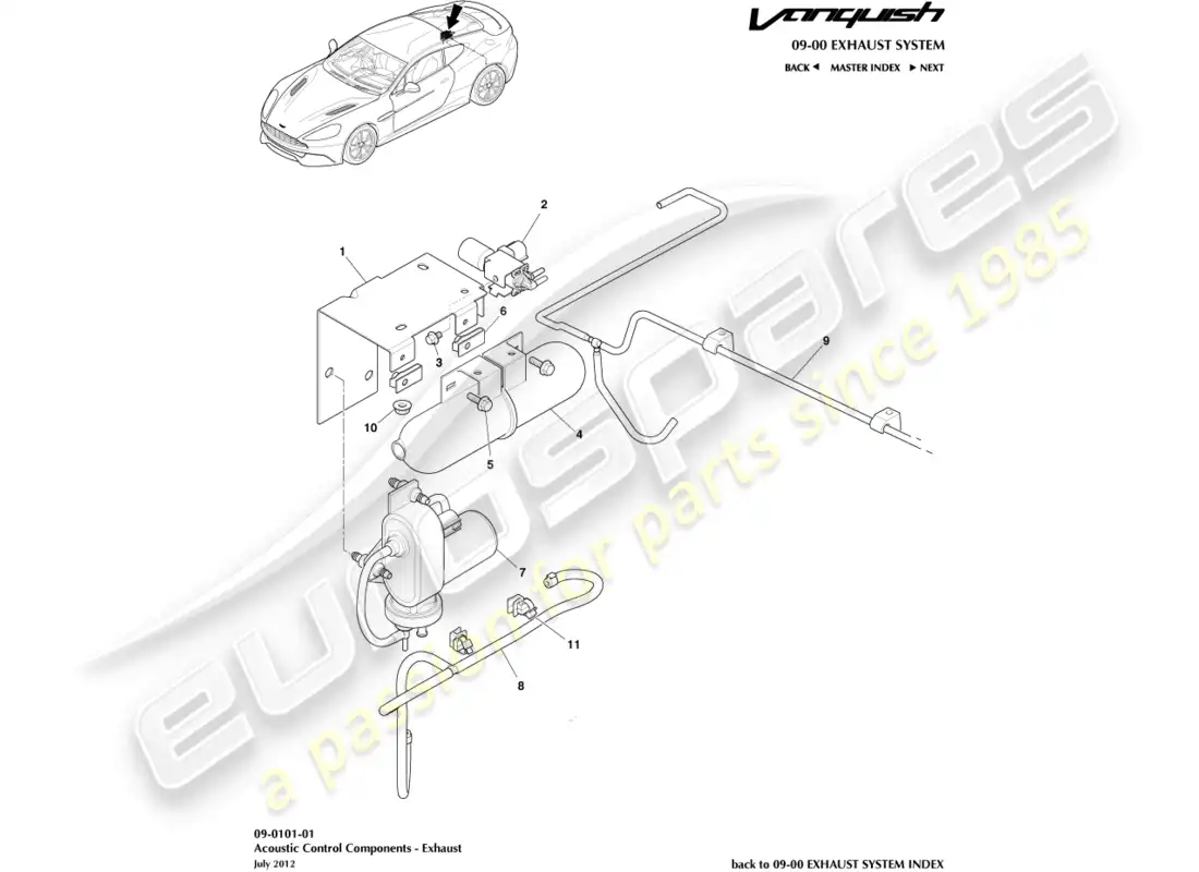 aston martin vanquish (2015) acoustic control parts diagram