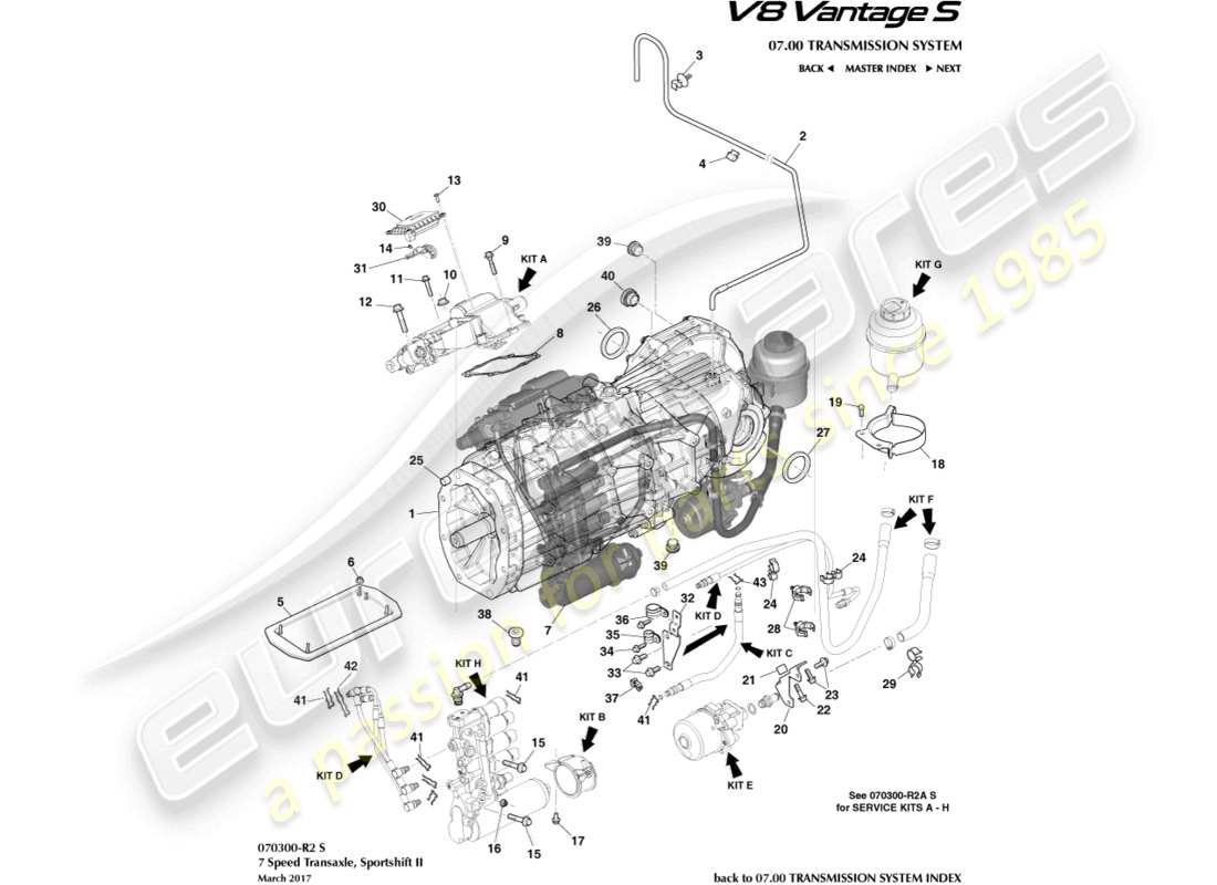 aston martin vantage gt8 (2017) transaxle, manual, 7 spd part diagram