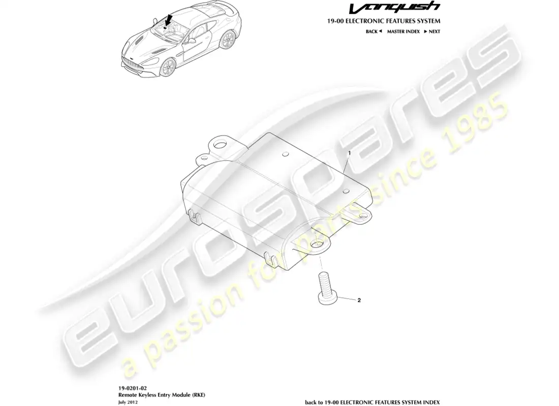 aston martin vanquish (2018) rke parts diagram