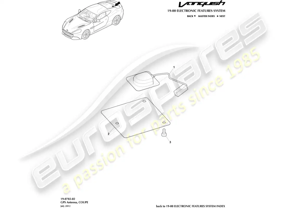 aston martin vanquish (2018) gps antenna, coupe parts diagram