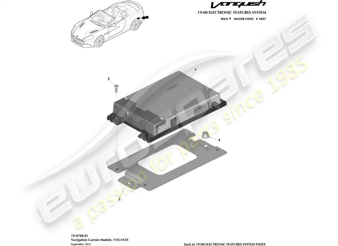 aston martin vanquish (2018) navigation module, volante parts diagram