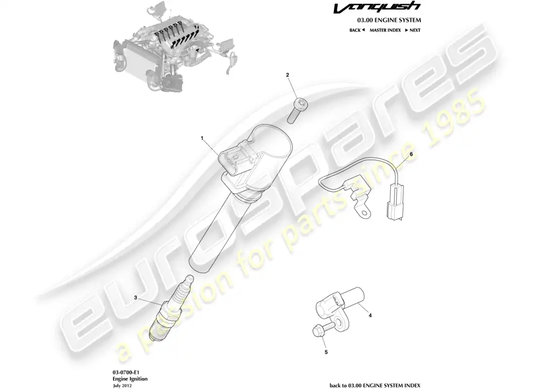 aston martin vanquish (2016) ignition parts diagram
