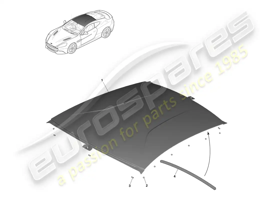 aston martin vanquish (2013) roof, coupe parts diagram