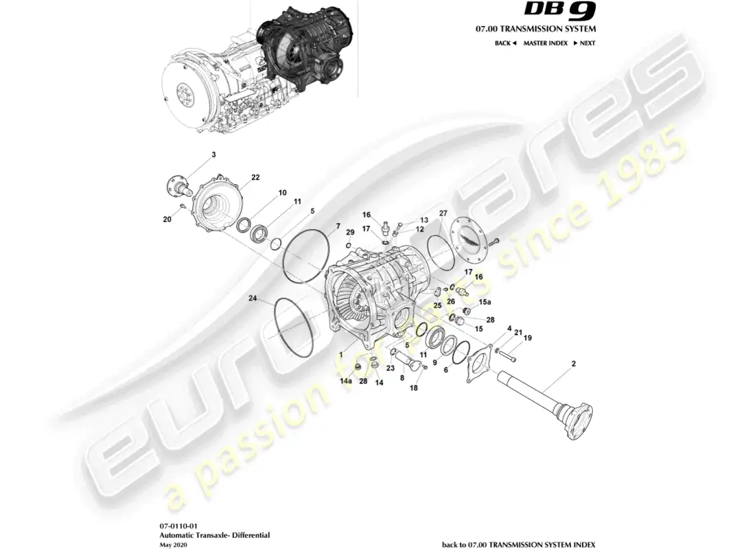 aston martin db9 (2015) differential parts diagram