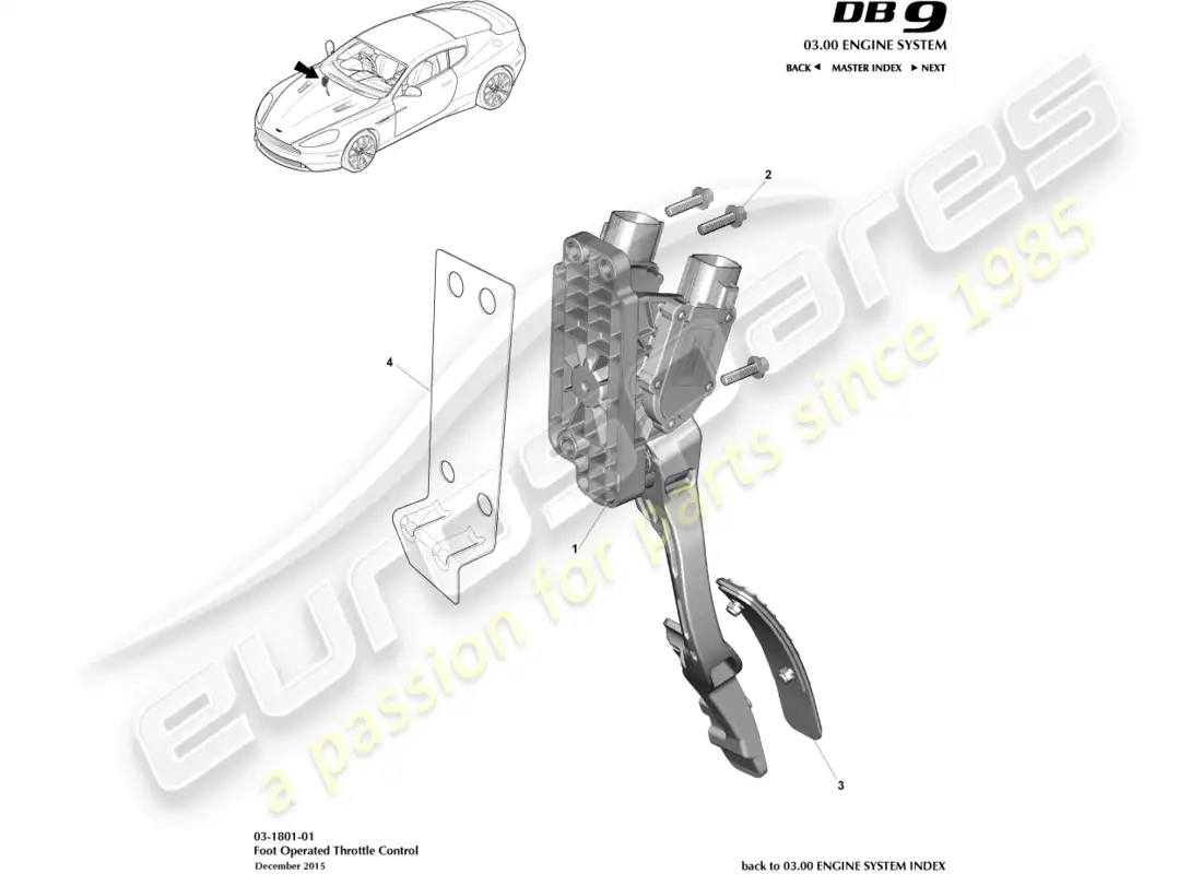 aston martin db9 (2015) throttle control parts diagram