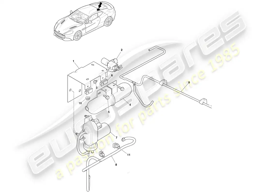 aston martin vanquish (2013) acoustic control parts diagram