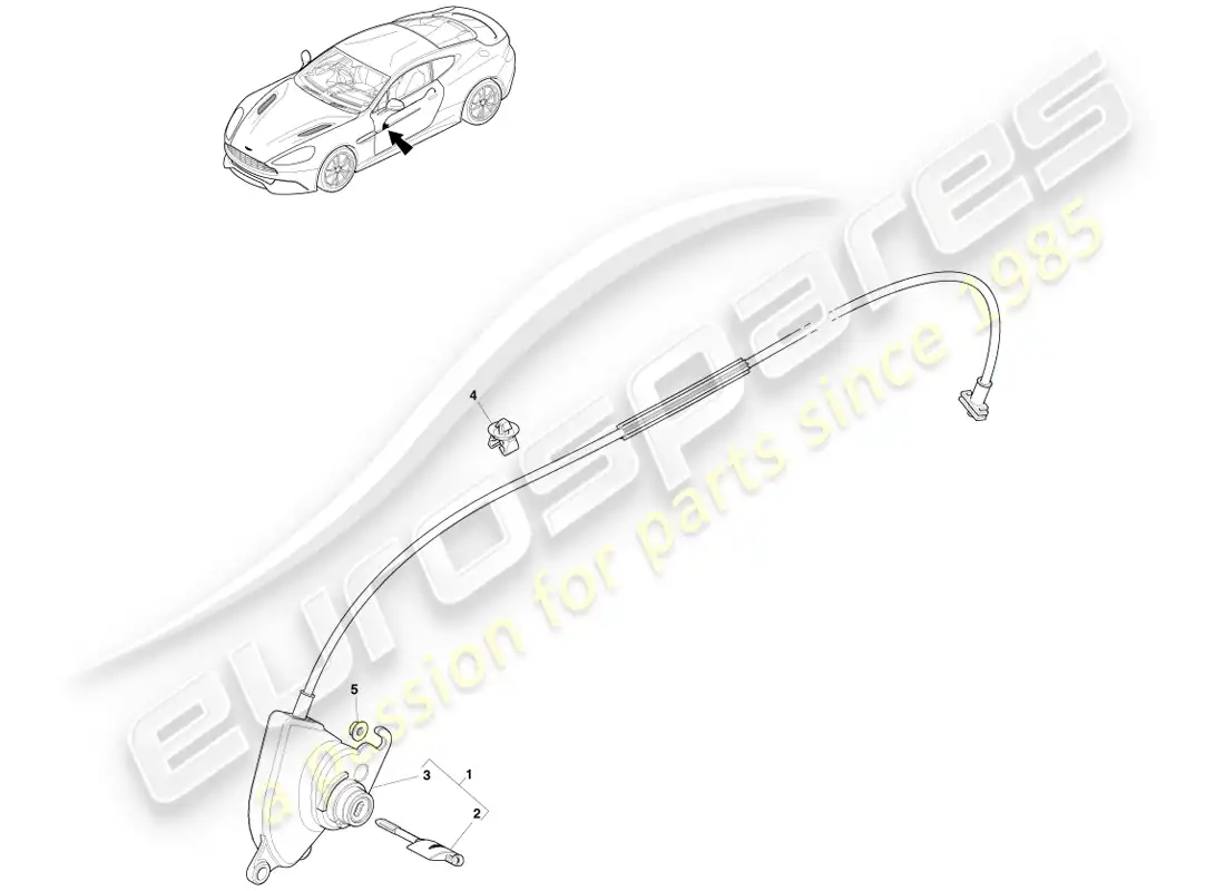 aston martin vanquish (2013) lock set and keys parts diagram