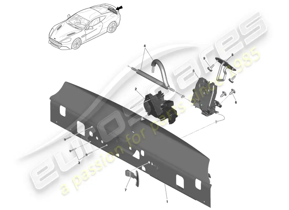 aston martin vanquish (2013) rear closure latches parts diagram