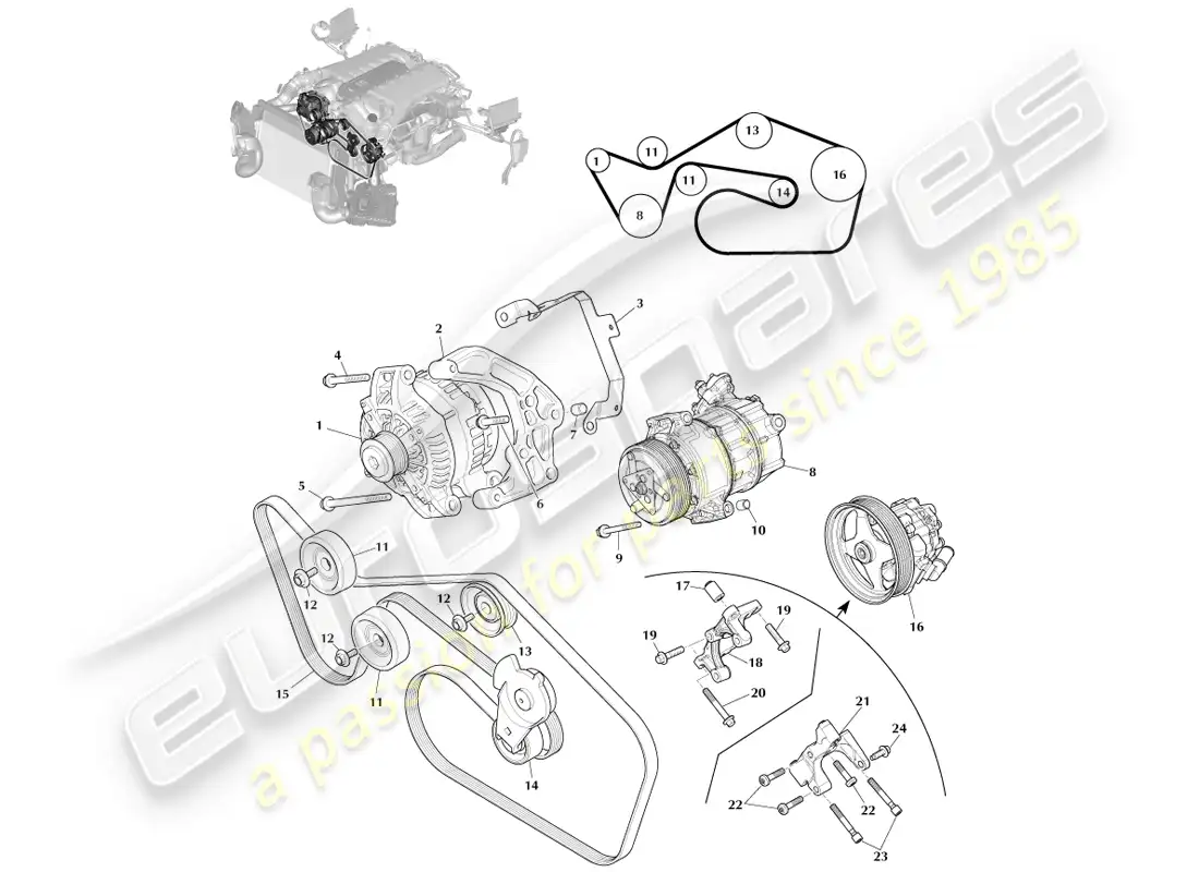 aston martin vanquish (2013) accessory drive parts diagram