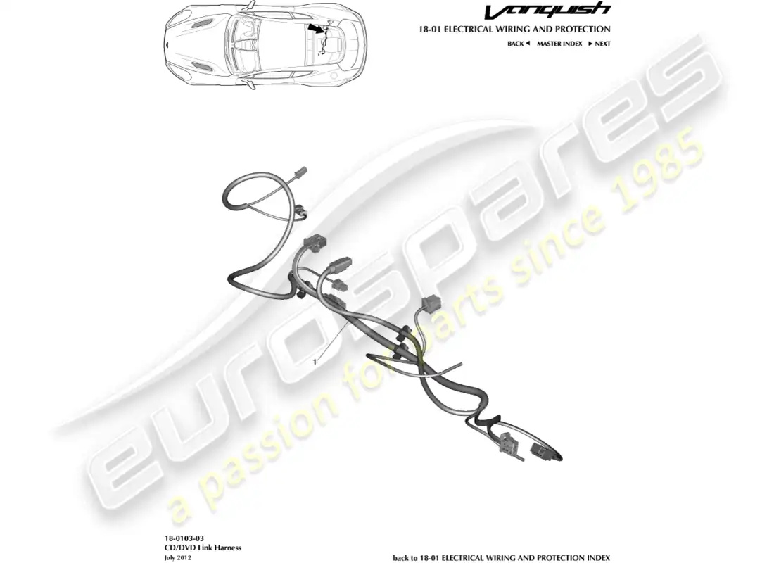 aston martin vanquish (2017) cd/dvd link harness parts diagram