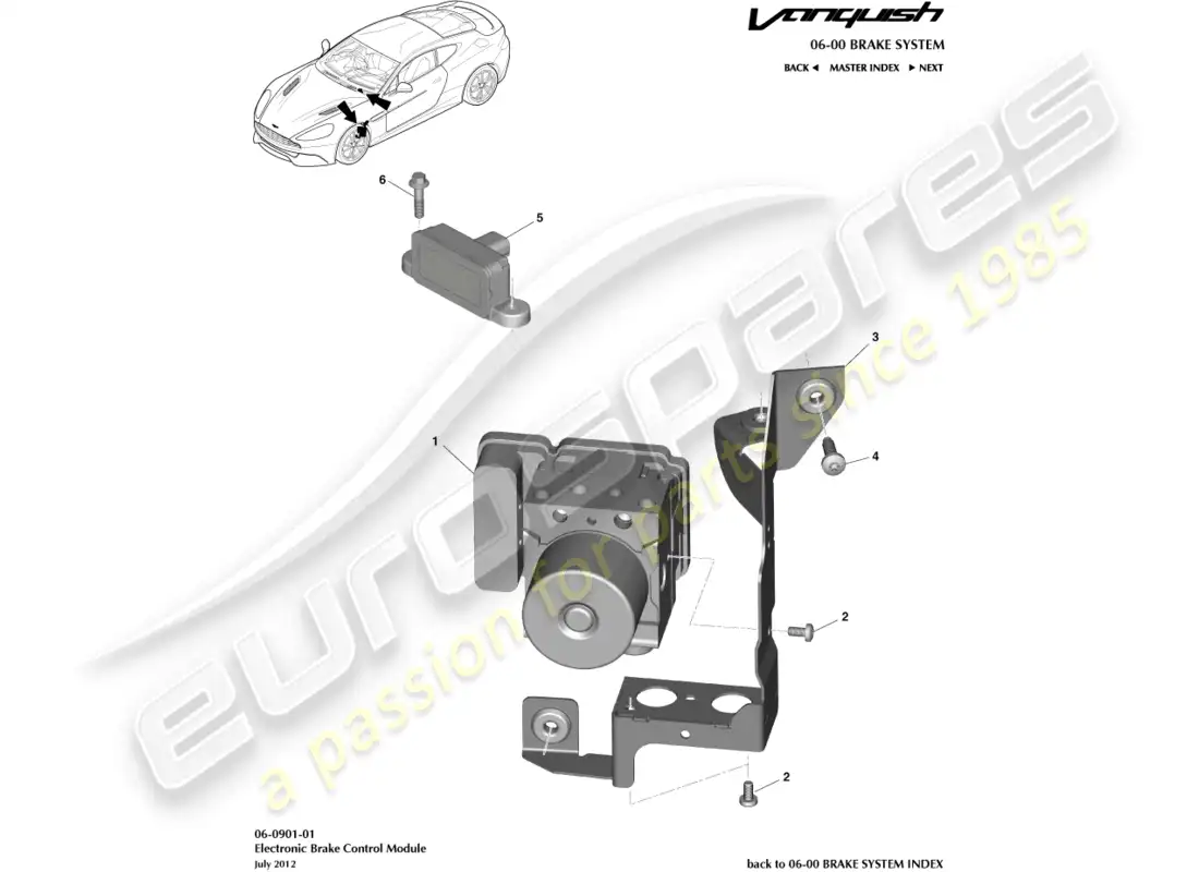 aston martin vanquish (2016) electronic brake module parts diagram