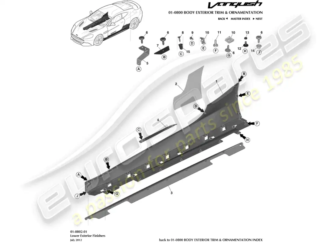 aston martin vanquish (2016) lower exterior finishers parts diagram