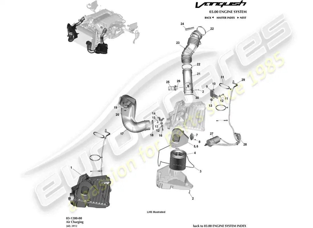 aston martin vanquish (2017) air charging parts diagram
