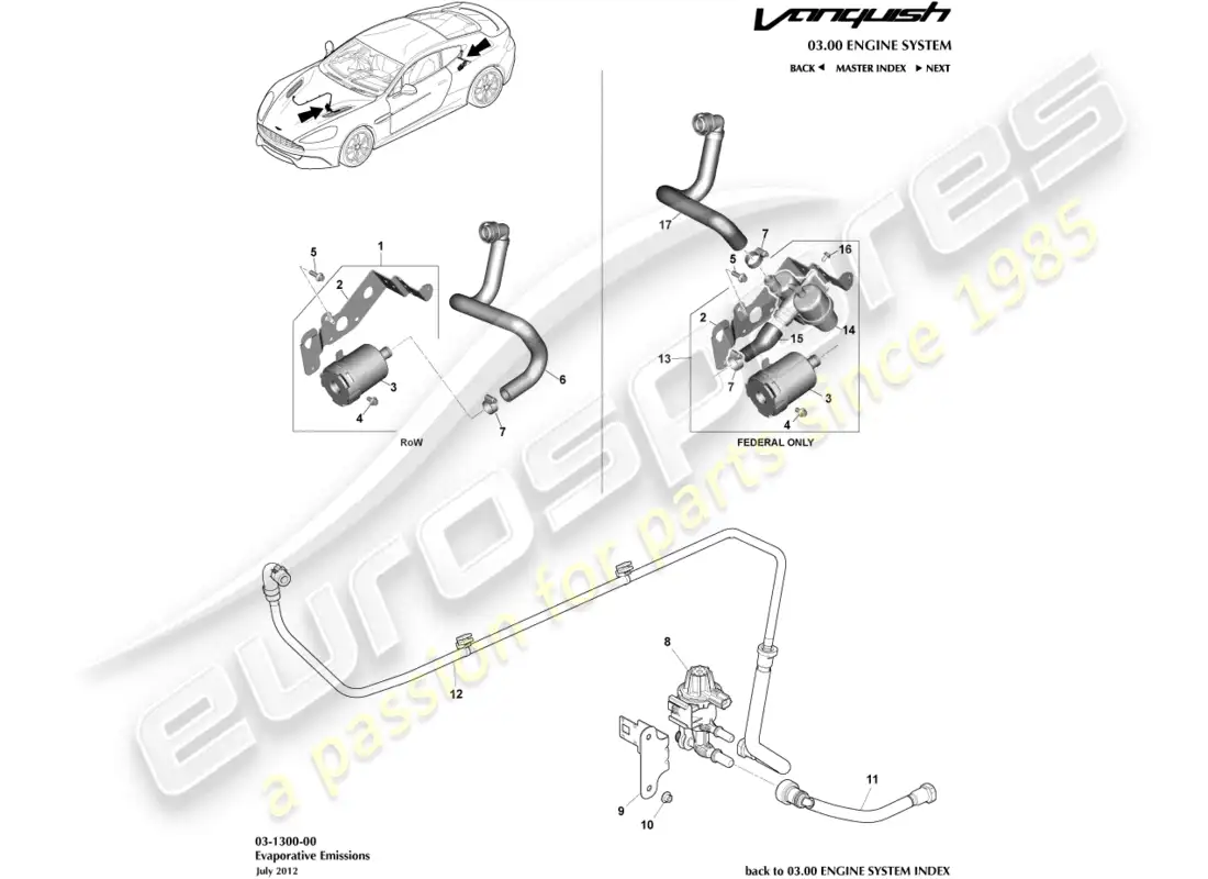 aston martin vanquish (2017) evaporative emissions parts diagram