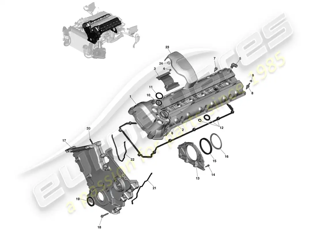 aston martin vanquish (2013) engine sealing parts diagram