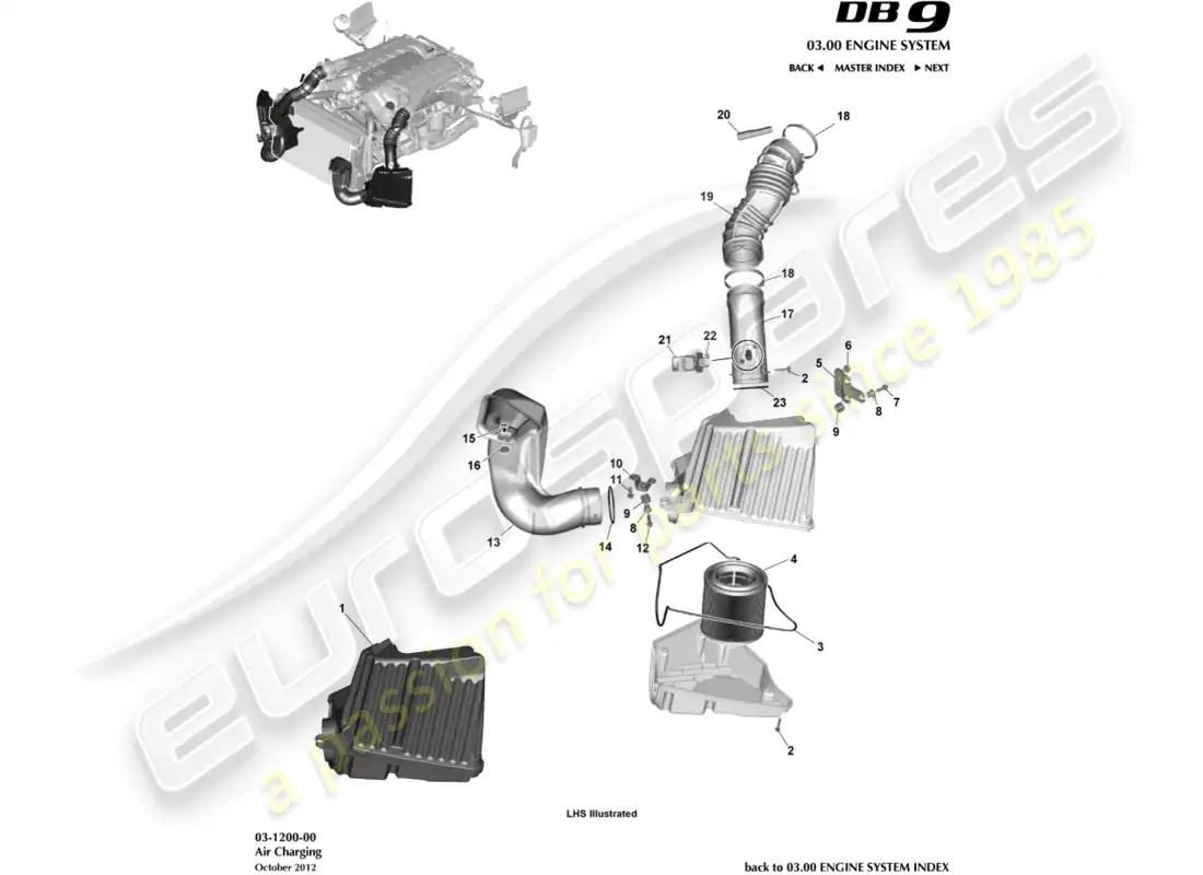 aston martin db9 (2015) air charging parts diagram
