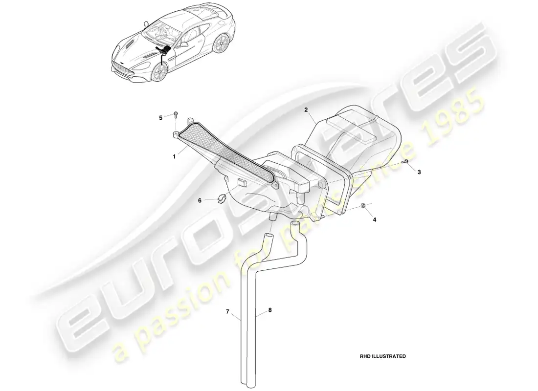 aston martin vanquish (2014) air intake components parts diagram