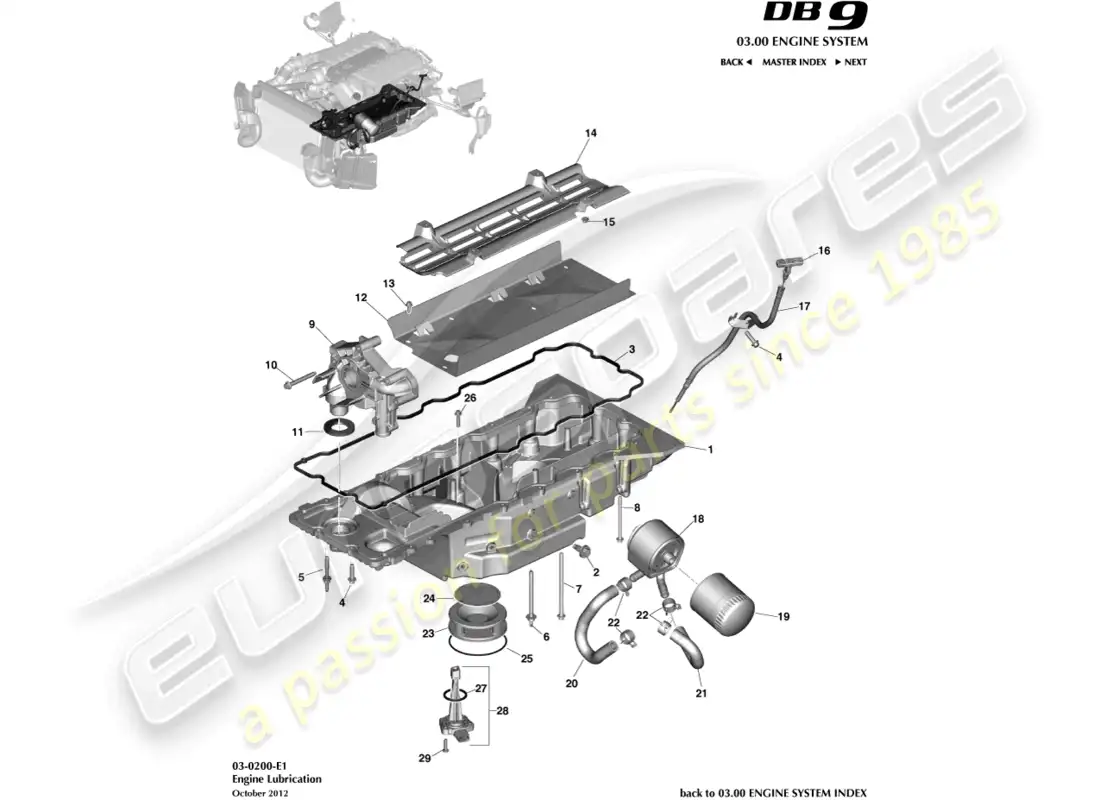 aston martin db9 (2014) engine lubrication parts diagram