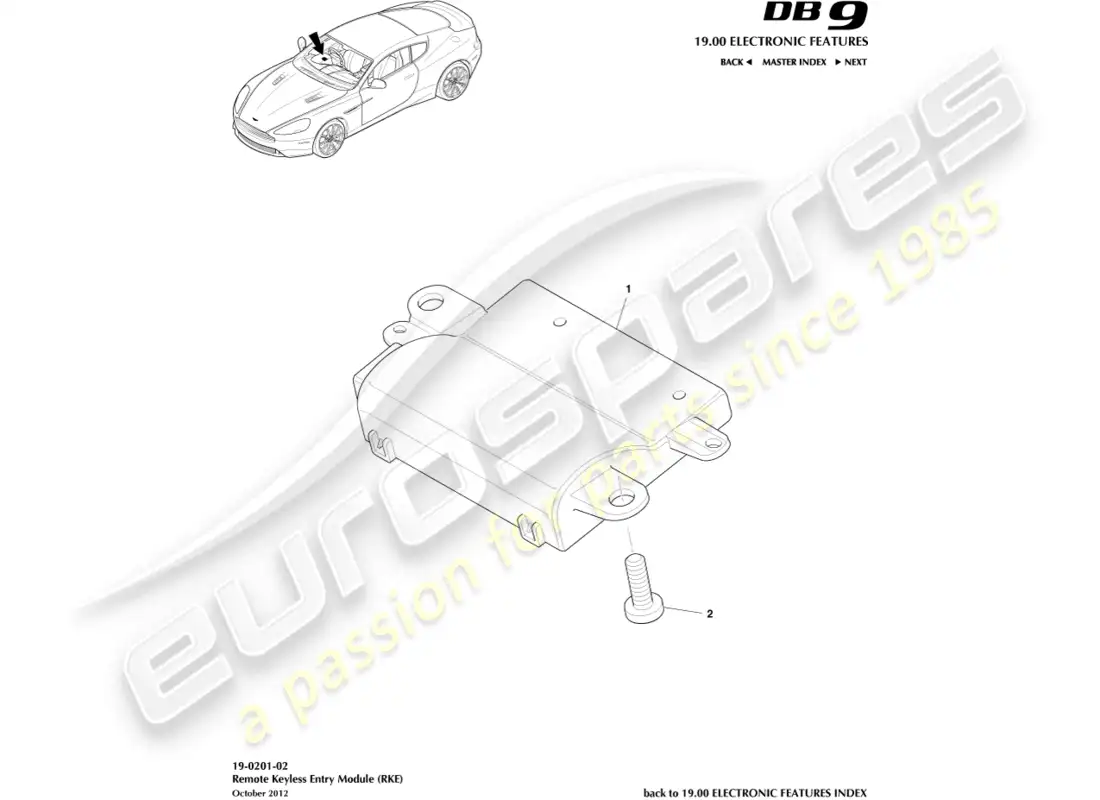 aston martin db9 (2014) rke parts diagram