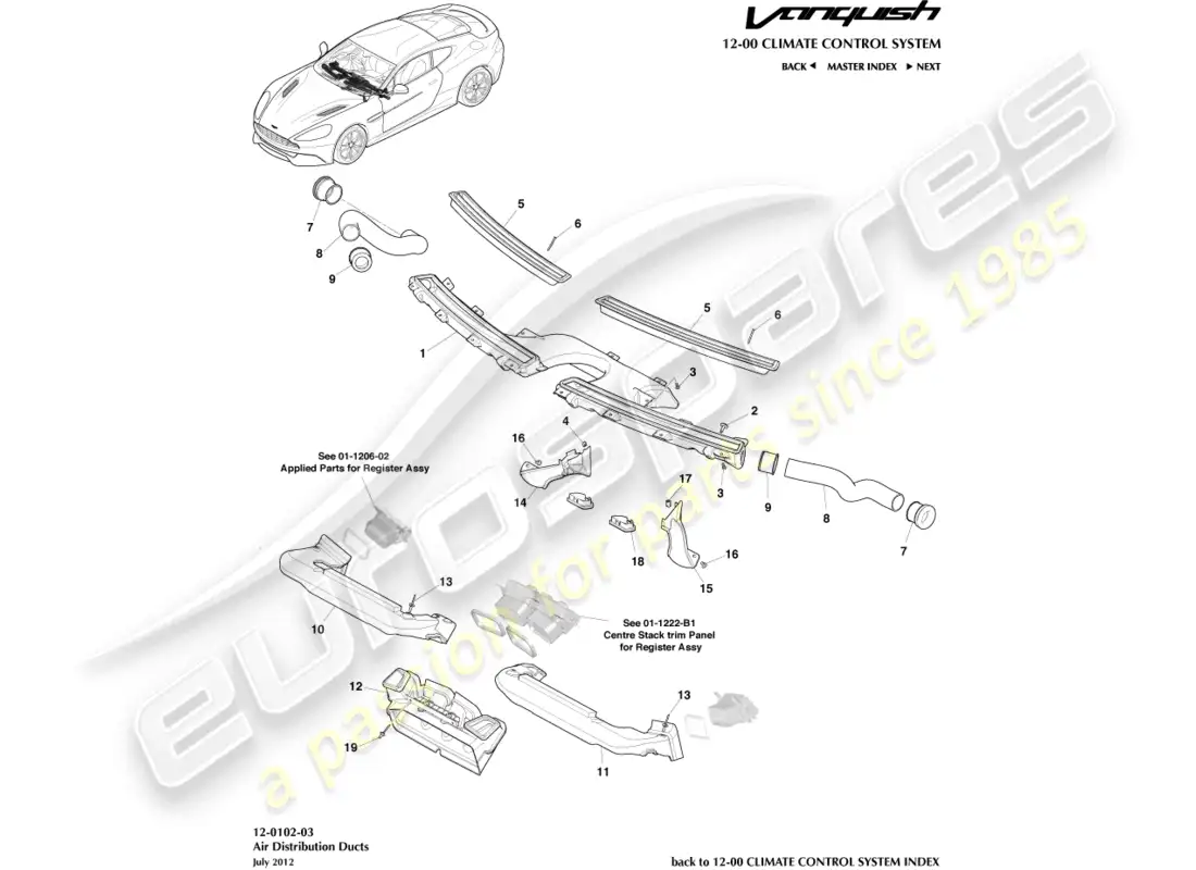 aston martin vanquish (2017) air distribution components parts diagram